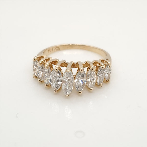 14Kt Gold And Marquise Diamond Wedding Band