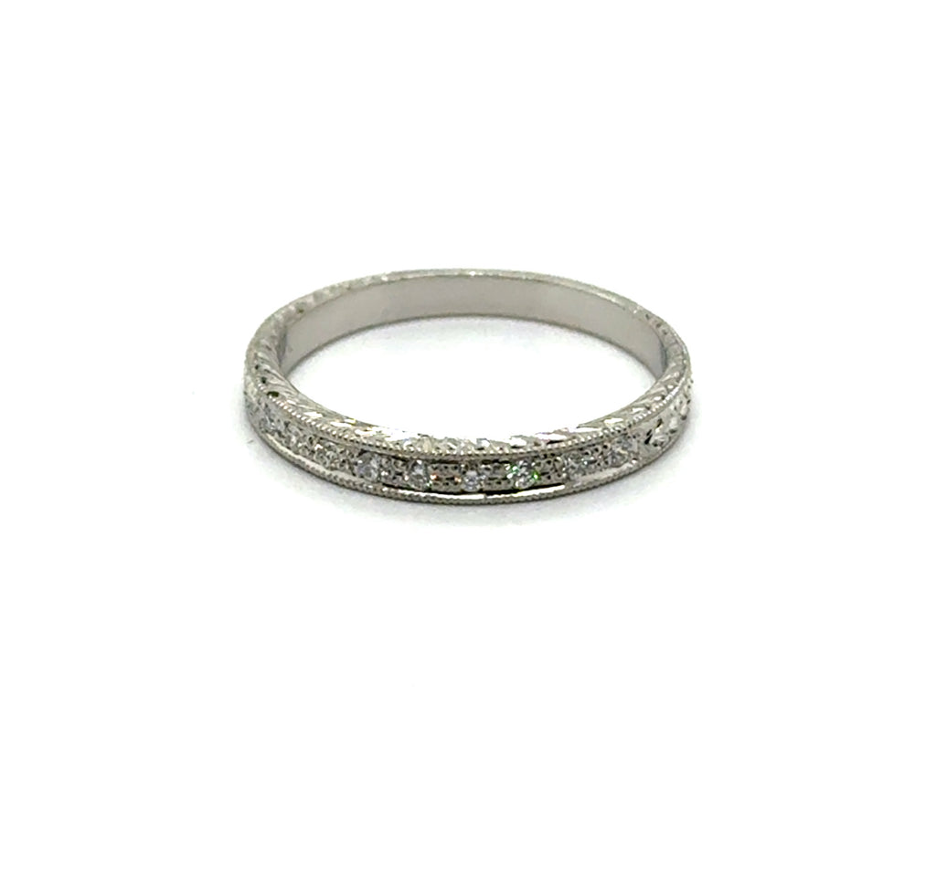 Platinum Stackable 0.10Ctw Diamond Wedding Band