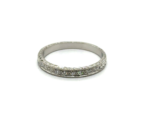 Platinum Stackable 0.10Ctw Diamond Wedding Band