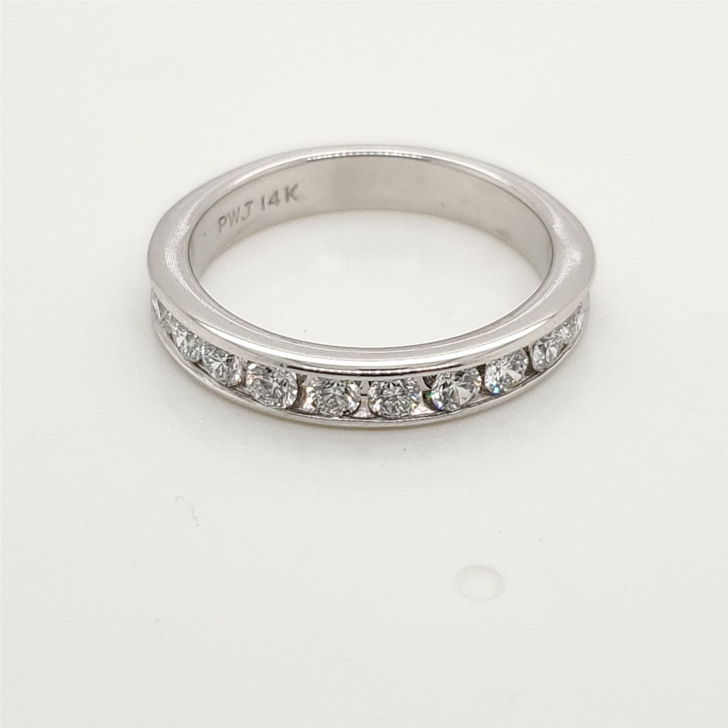 14kt White Gold and Diamond Wedding Band