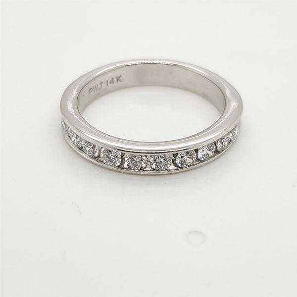 14kt White Gold and Diamond Wedding Band