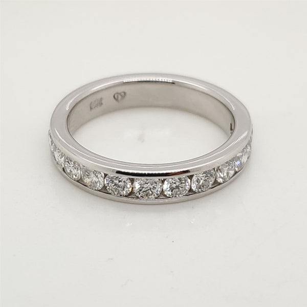 14Kt White Gold Channel Set Diamond Wedding Band