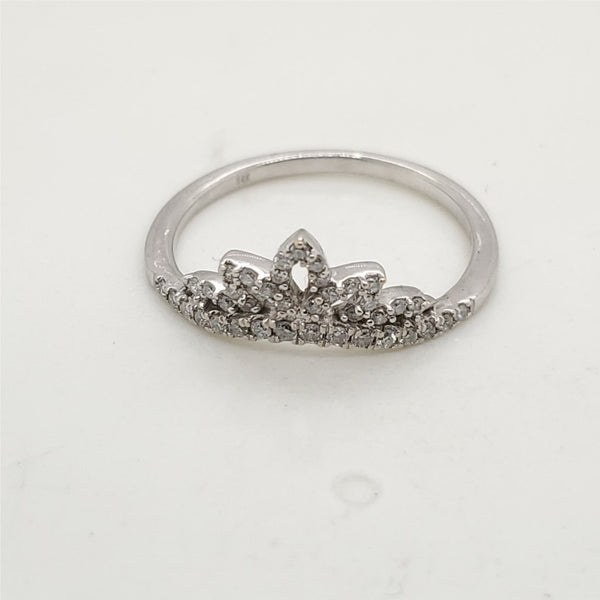 14kt White Gold and Diamond Crown Wedding Band