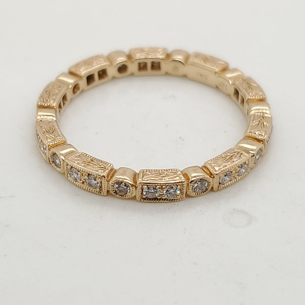 14Kt Yellow Gold And Diamond Eternity Wedding Band