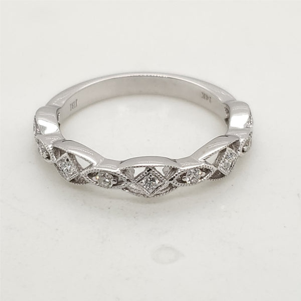 14kt White Gold and Diamond Wedding Band