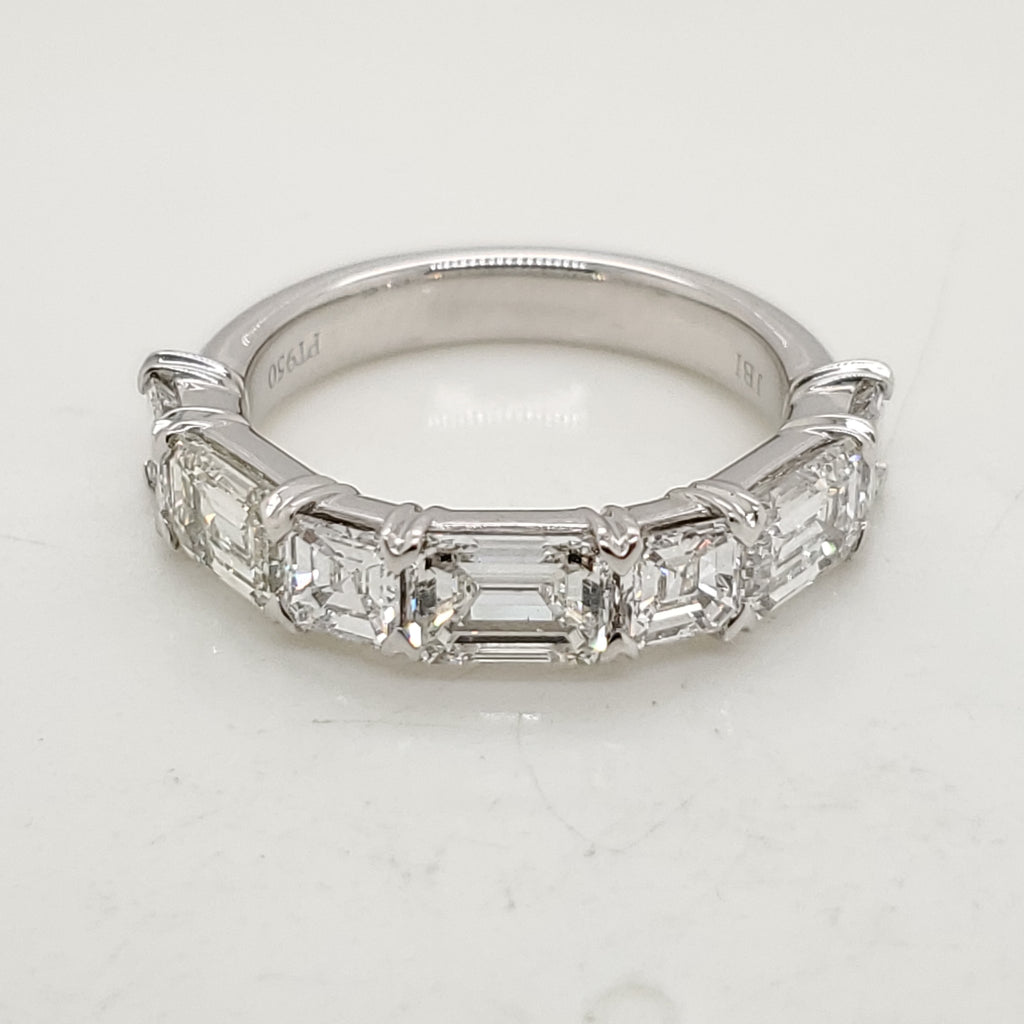 Platinum Asher and Emerald Cut Wedding Band