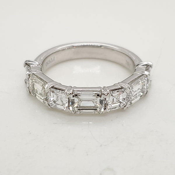 Platinum Asher and Emerald Cut Wedding Band