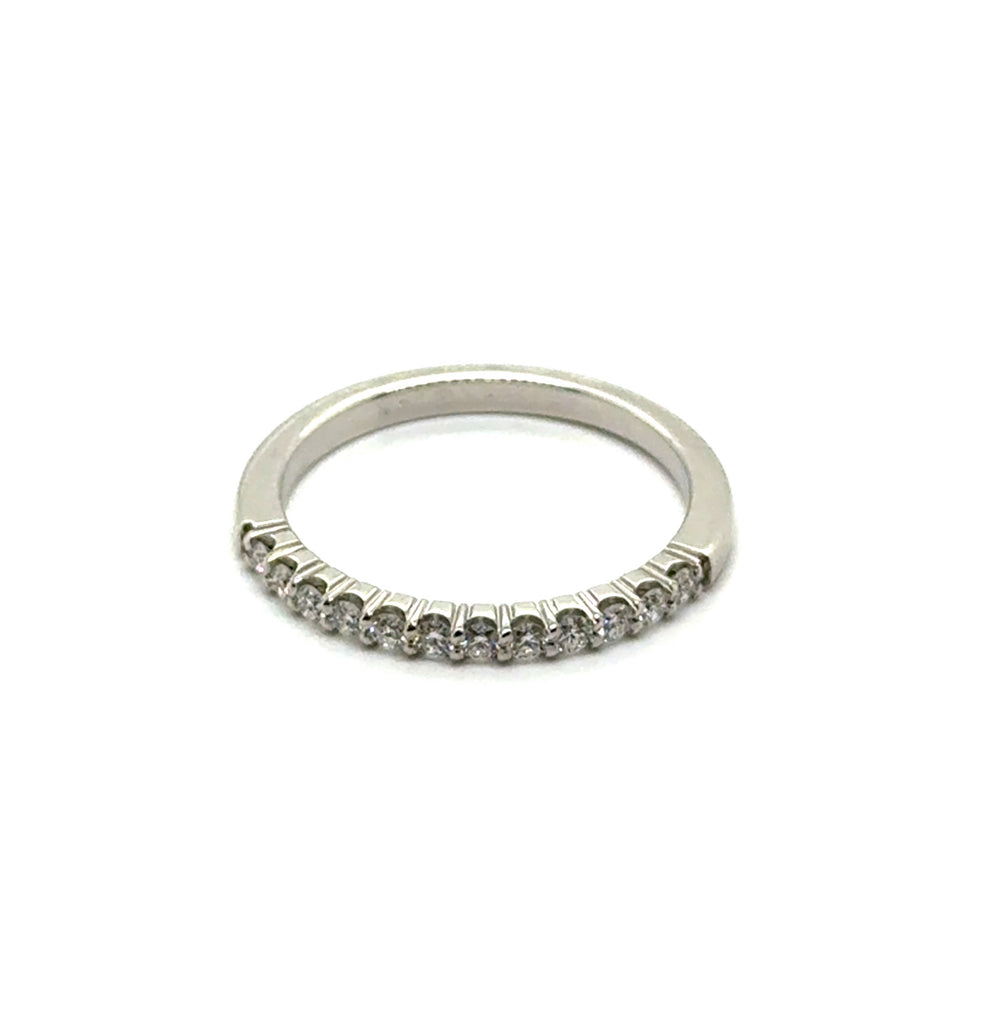 14kt White Gold and Shared Prong Diamond Wedding Band