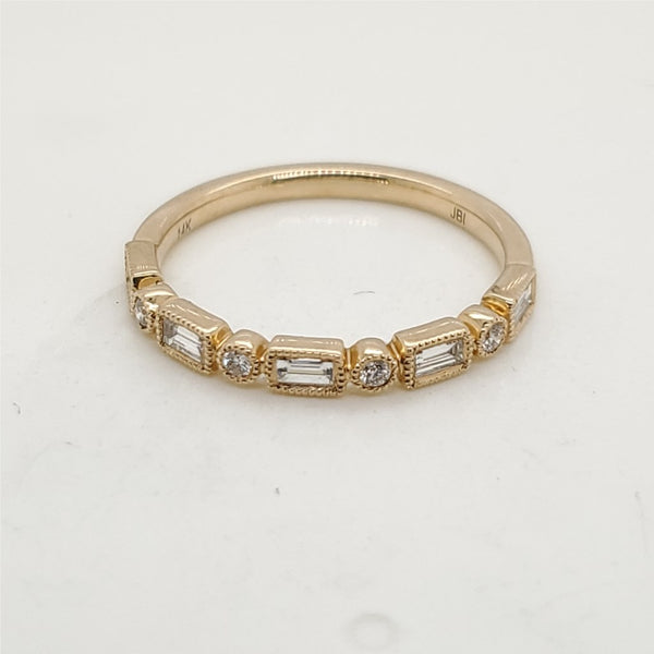 Yellow Gold Diamond MilgrainWedding Band