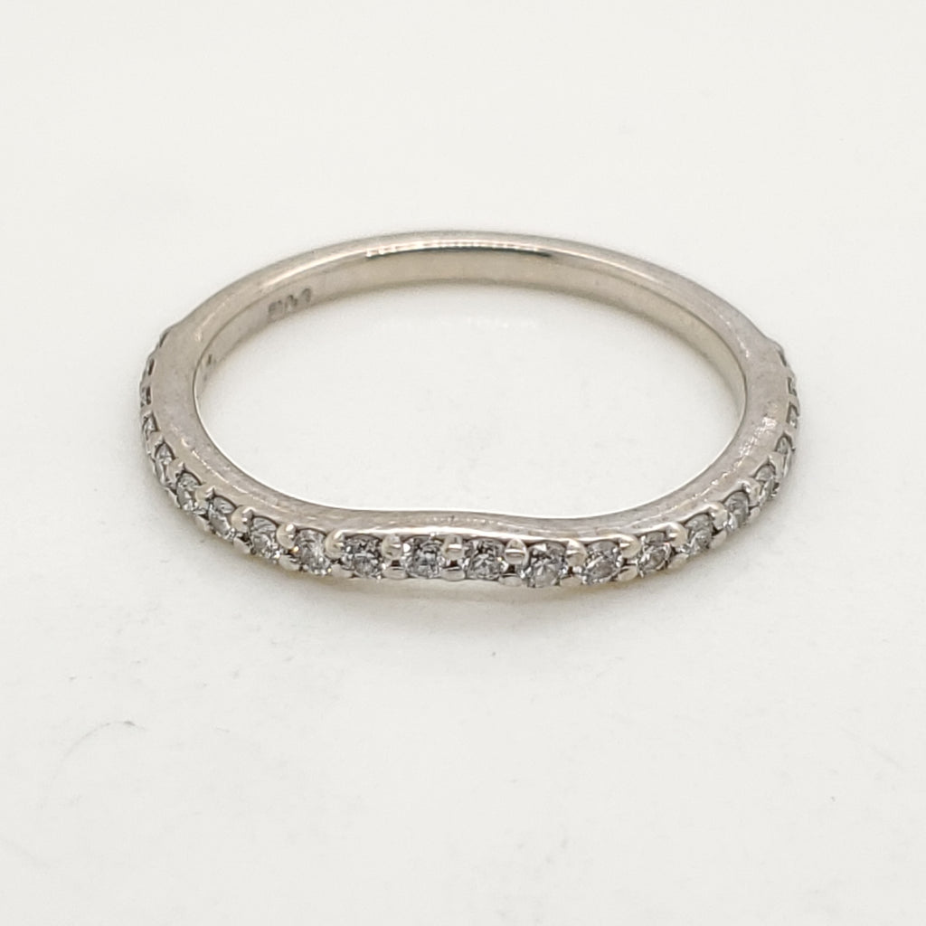 14kt White Gold and Diamond Curved Wedding Band