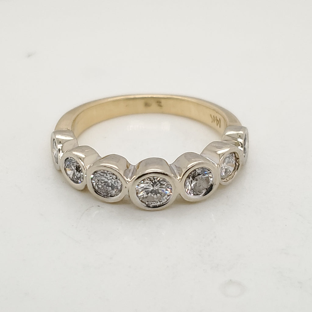 14Kt Yellow and White Gold Bezel Set Diamond Band
