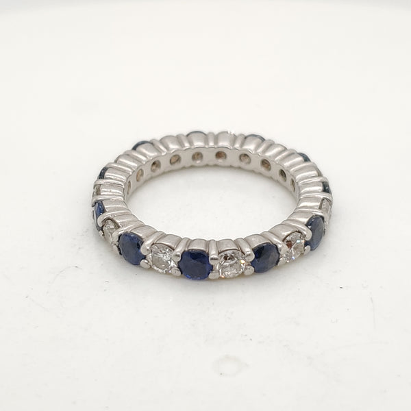 Platinum Sapphire and Diamond Eternity Wedding Band