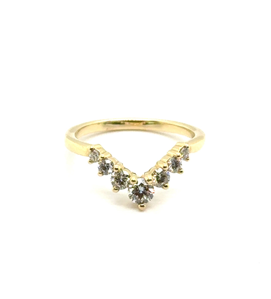 14kt Yellow Gold Curved 0.54Ctw Diamond Stackable Wedding Band