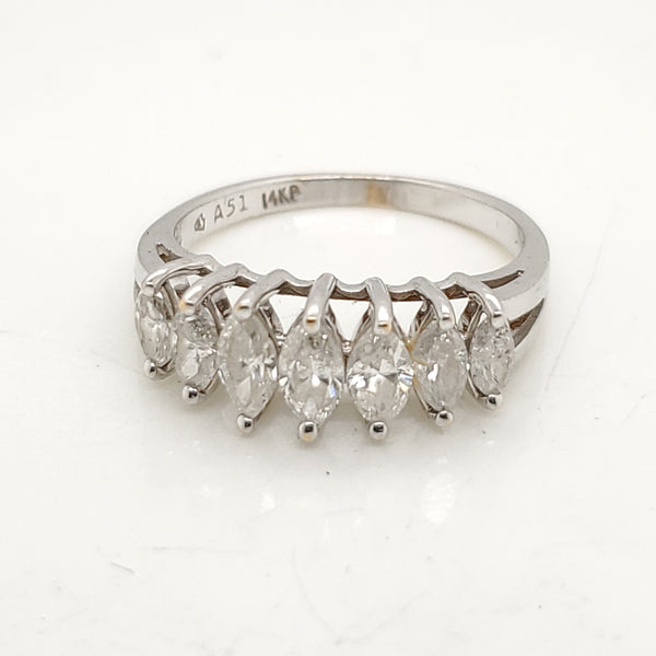 14Kt Gold And Marquise Diamond Wedding Band
