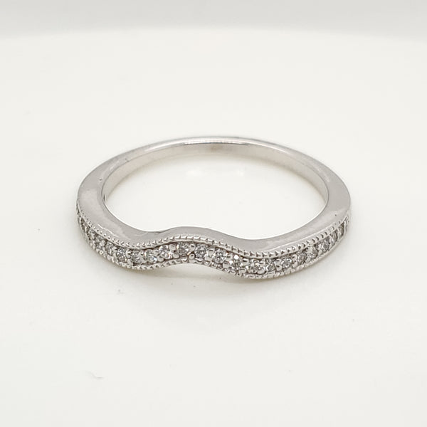 14kt White Gold and Diamond Curved Wedding Band