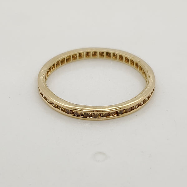 Size 6.5 18Kt Yellow Gold And Fancy Yellow Diamond Eternity Band