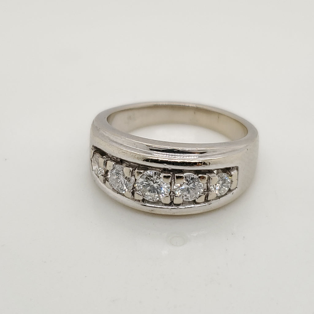 Vintage 14kt White Gold and Diamond Band