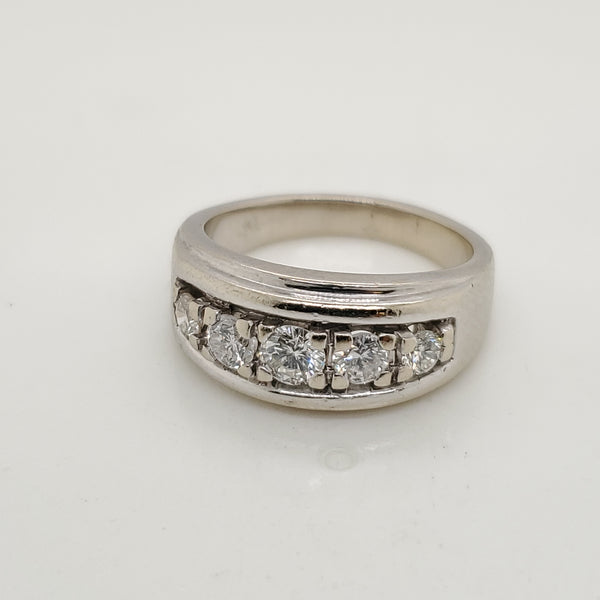 Vintage 14kt White Gold and Diamond Band