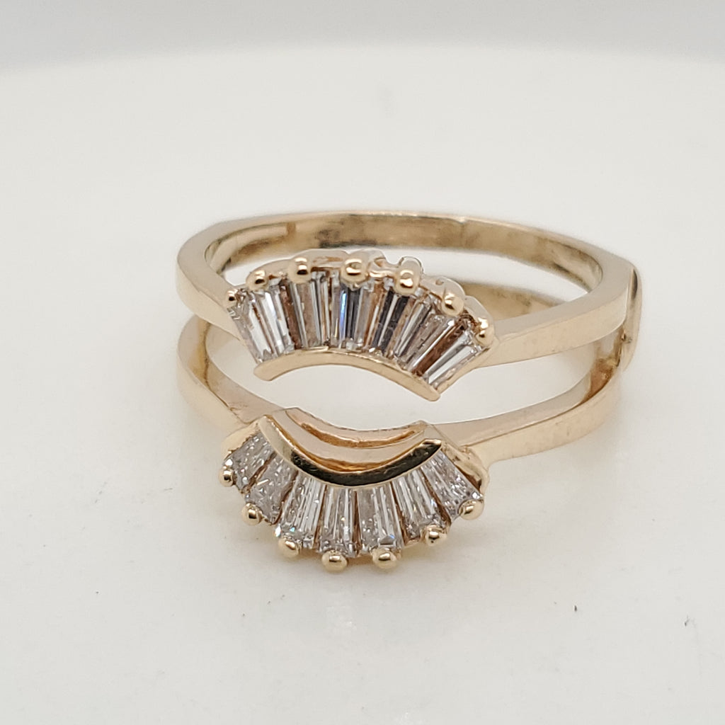 14kt Yellow Gold Baguette Diamond Ring Guard