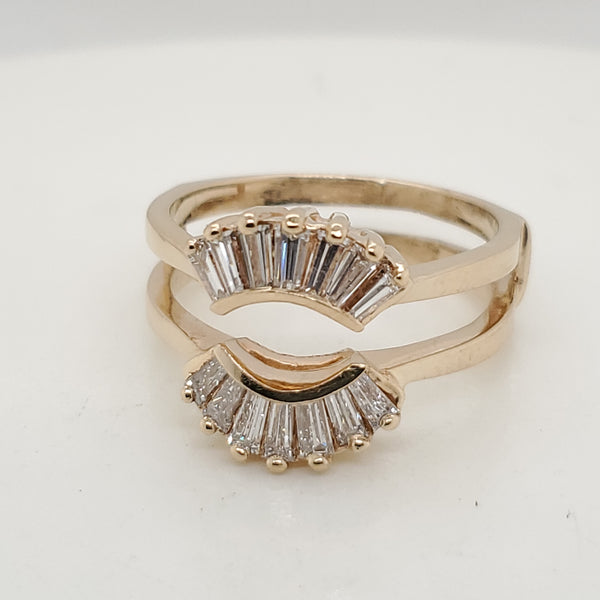 14kt Yellow Gold Baguette Diamond Ring Guard
