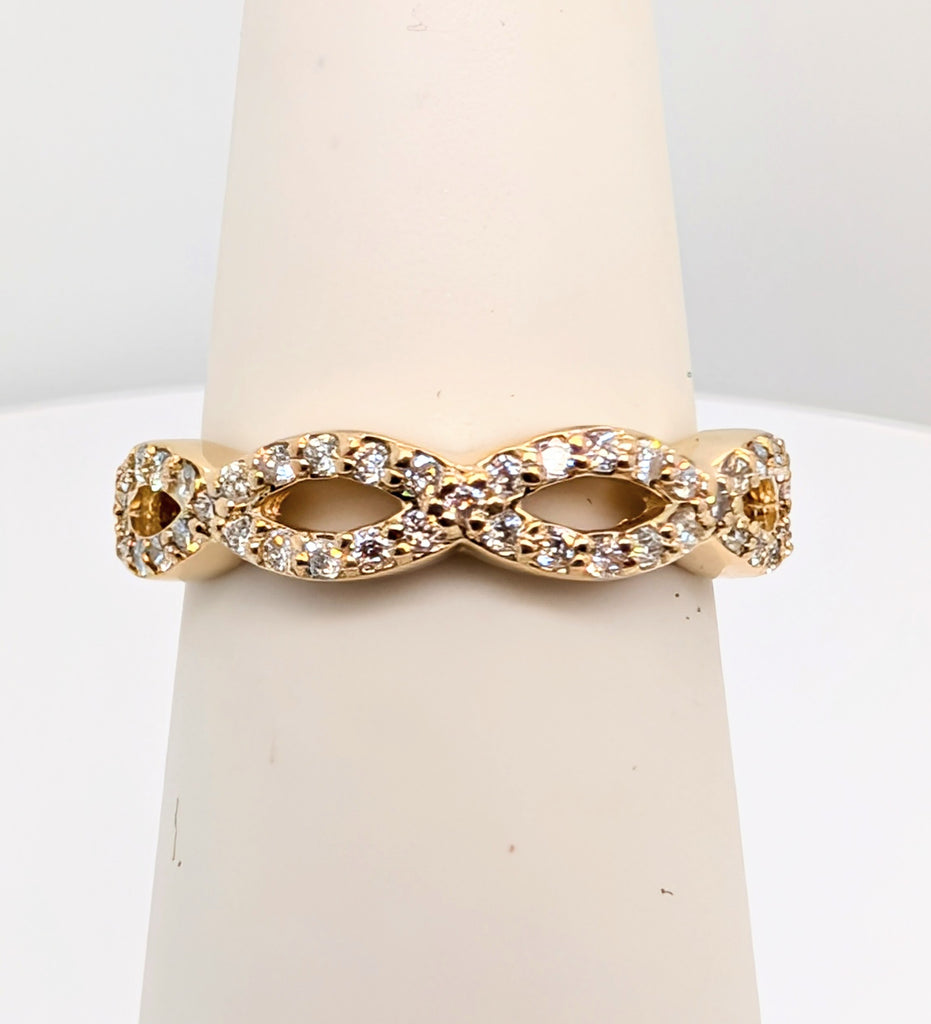 14K Yellow Gold Infinity Motif Diamond Band 0.50cttw