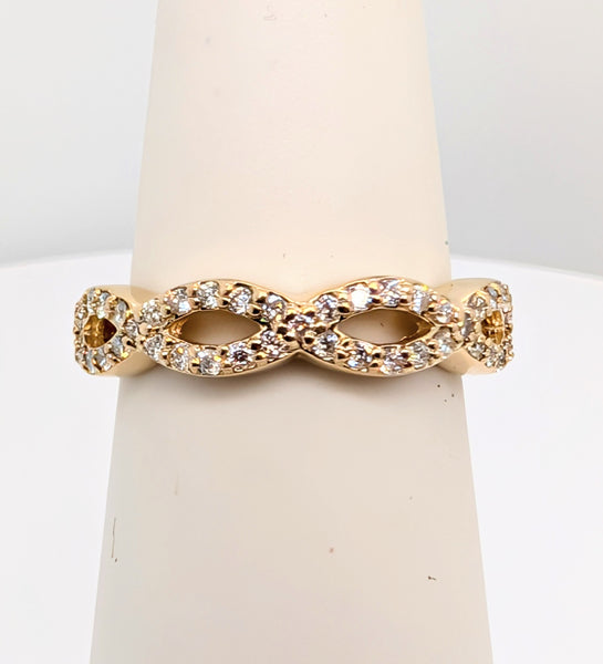 14K Yellow Gold Infinity Motif Diamond Band 0.50cttw
