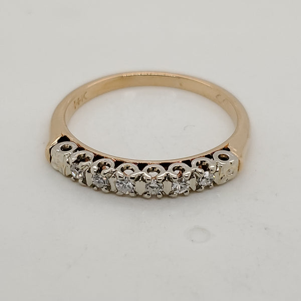 Vintage 14kt Yellow Gold Fishtail Style Diamond Wedding Band