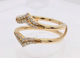14K Yellow Gold 0.24ctw Double Chevron Motif Ring Guard