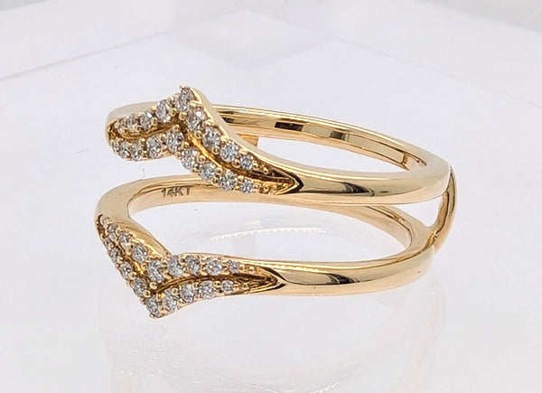 14K Yellow Gold 0.24ctw Double Chevron Motif Ring Guard