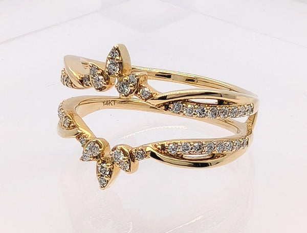 14K Yellow Gold 0.33ctw Winged Rollover Ring Guard