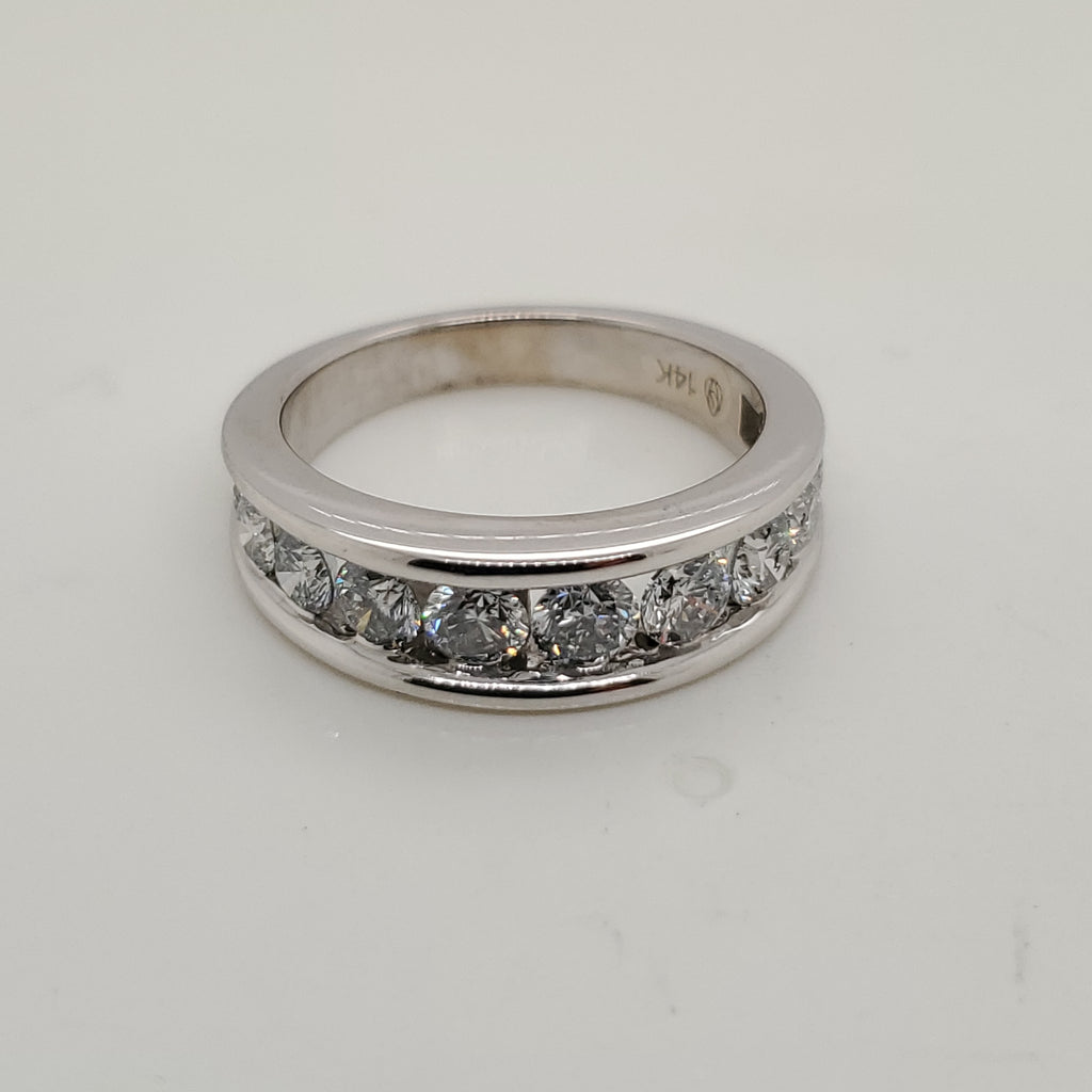 14kt White Gold and Diamond Wedding Band