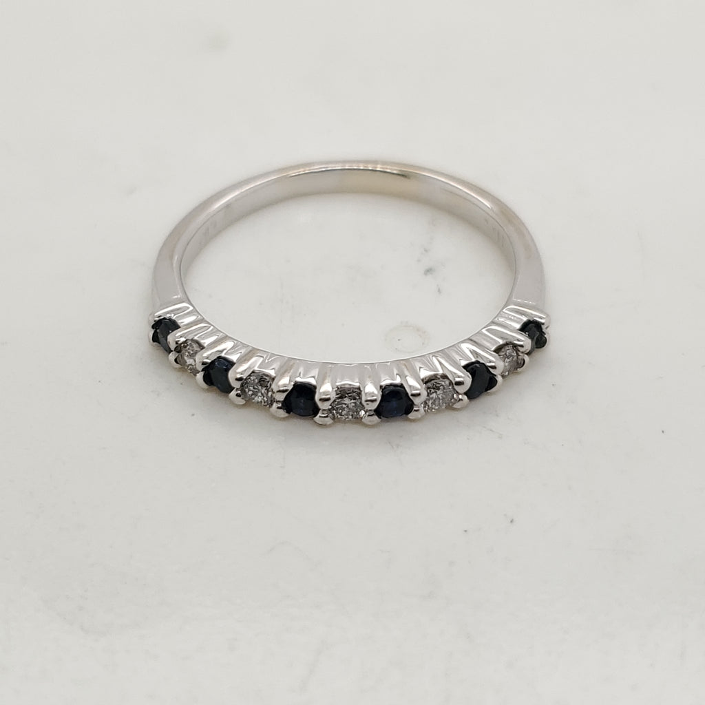 14kt White Gold Sapphire and Diamond Wedding Band