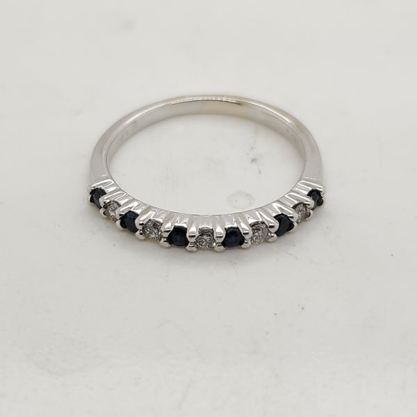 14kt White Gold Sapphire and Diamond Wedding Band