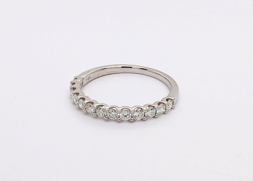 14K White Gold Diamond U-Shaped Halfway Band