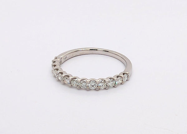 14K White Gold Diamond U-Shaped Halfway Band
