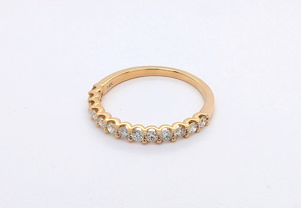 14K Yellow Gold Diamond U-Shaped Halfway Band