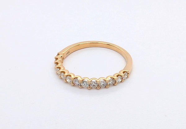 14K Yellow Gold Diamond U-Shaped Halfway Band