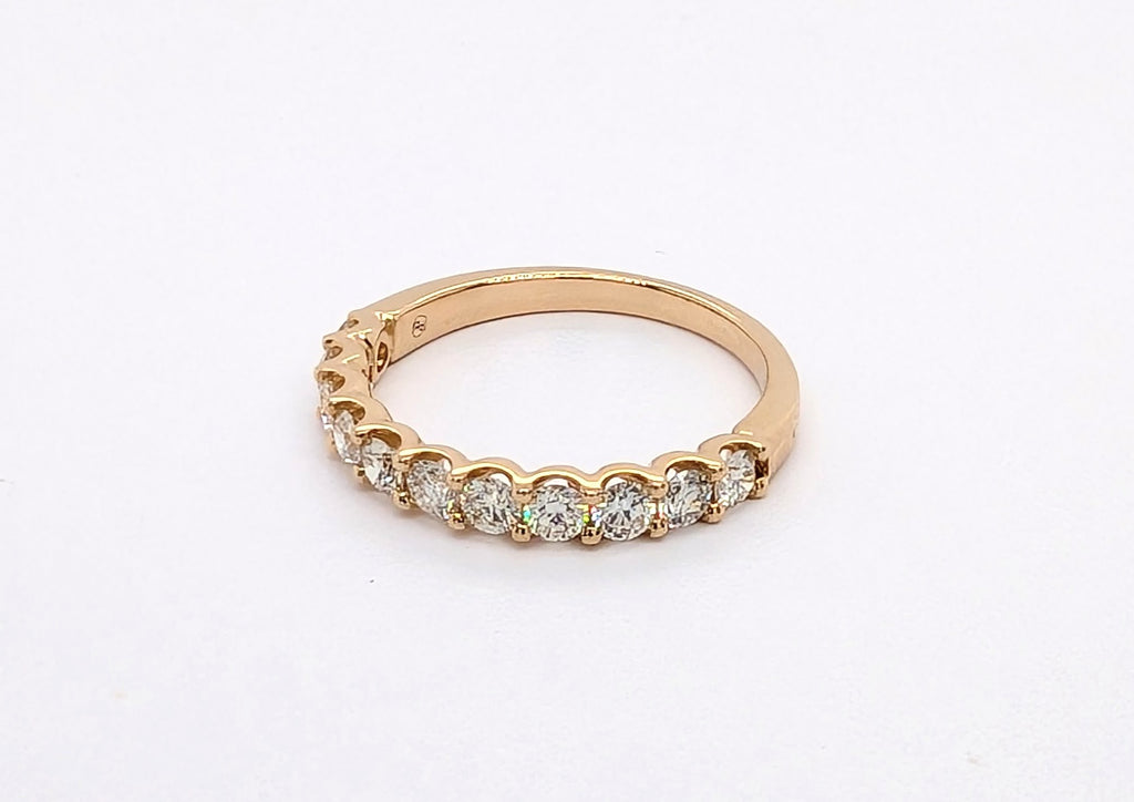14K Yellow Gold Diamond U-Shaped Halfway Band