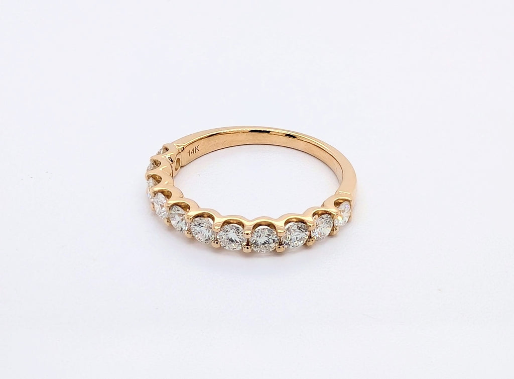 14K Yellow Gold Diamond U-Shaped Halfway Band