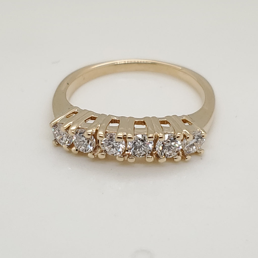 14kt Yellow Gold and Diamond Contoured Wedding Band
