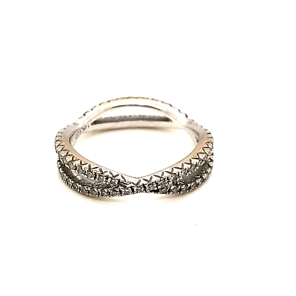 14Kt White Gold Crossover Wedding/Stackable Band.