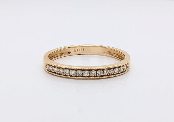 14K Yellow Gold Diamond Band with Milgrain Detail