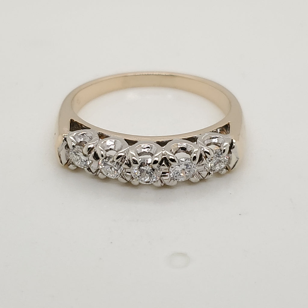 14kt Yellow Gold and Diamond Contoured Wedding Band
