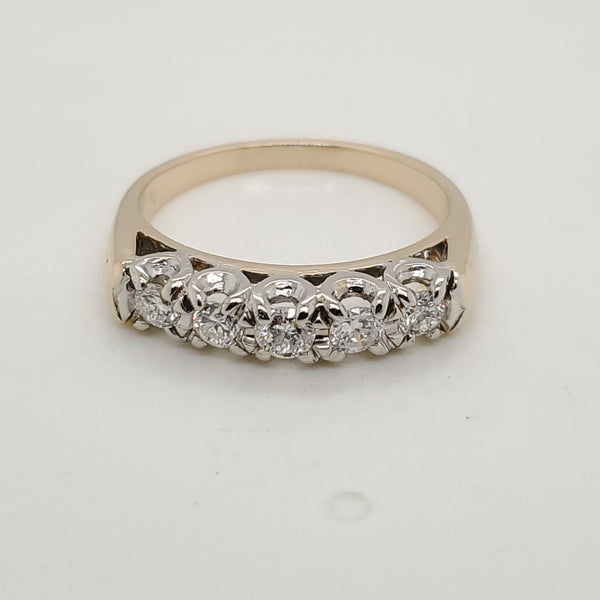 14kt Yellow Gold and Diamond Contoured Wedding Band