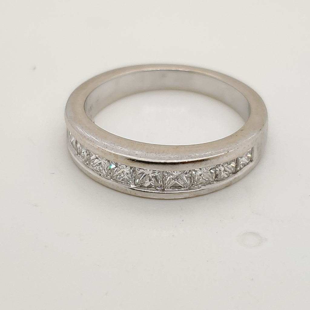 14kt White Gold and Princess Cut Diamond Wedding Band