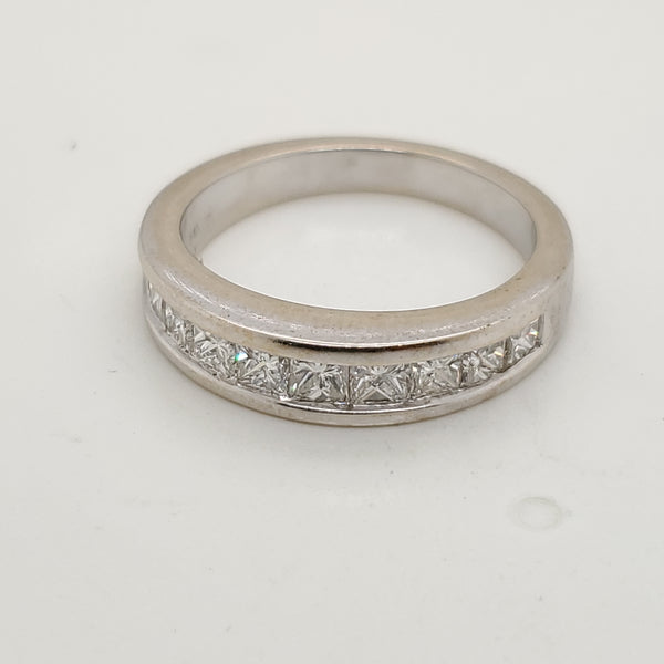 14kt White Gold and Princess Cut Diamond Wedding Band