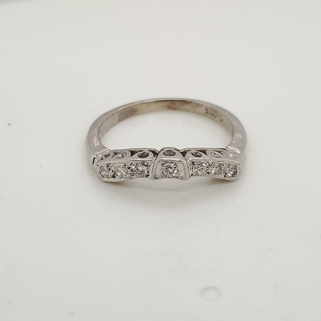 Vintage 14kt White Gold and Diamond Wedding Band