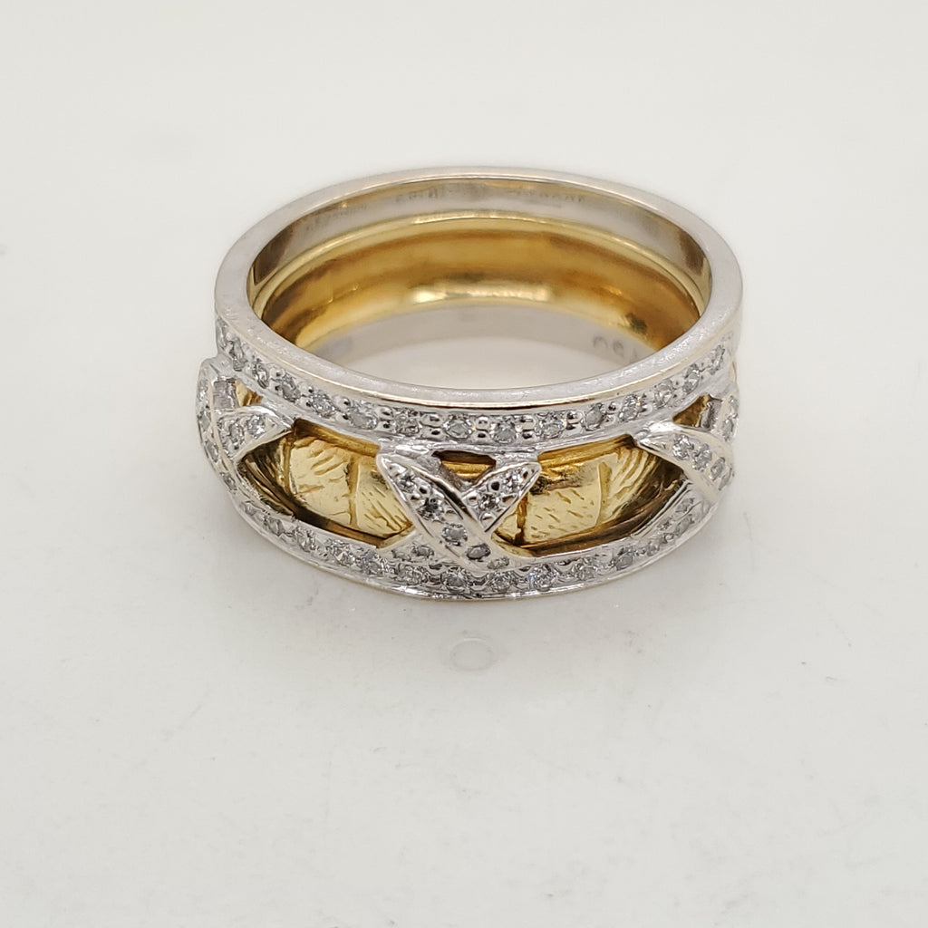 18Kt White And Yellow Gold Hidalgo Wedding Ring Set