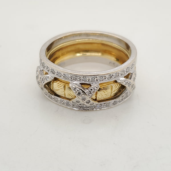 18Kt White And Yellow Gold Hidalgo Wedding Ring Set