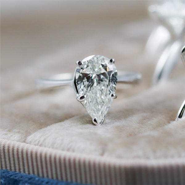 2.01 Carat Pear Shape Diamond Solitaire Engagement Ring